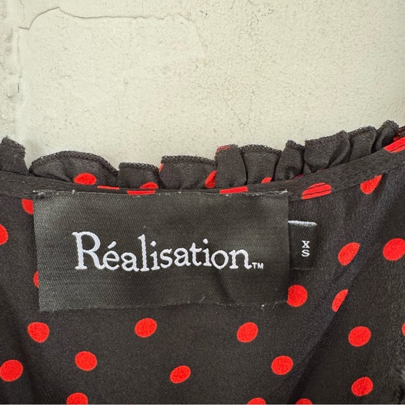 Realisation Par Juliet Silk Ruffle Button Midi Dress in Italia Spot size XS - Picture 10 of 12